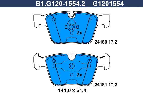 Galfer B1.G120-1554.2 - Əyləc altlığı dəsti, əyləc diski furqanavto.az