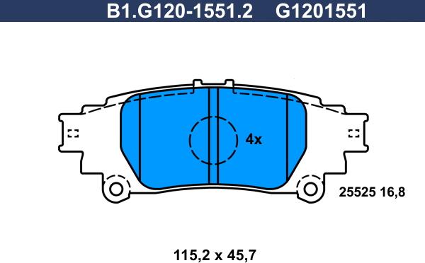 Galfer B1.G120-1551.2 - Əyləc altlığı dəsti, əyləc diski furqanavto.az