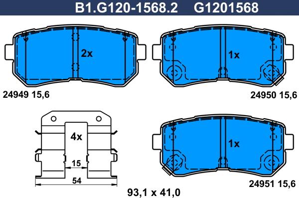 Galfer B1.G120-1568.2 - Əyləc altlığı dəsti, əyləc diski furqanavto.az