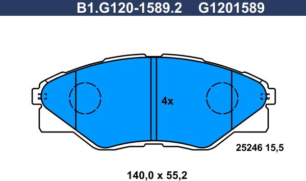 Galfer B1.G120-1589.2 - Əyləc altlığı dəsti, əyləc diski furqanavto.az