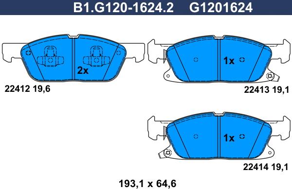 Galfer B1.G120-1624.2 - Əyləc altlığı dəsti, əyləc diski furqanavto.az