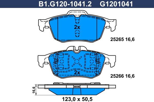 Galfer B1.G120-1041.2 - Əyləc altlığı dəsti, əyləc diski furqanavto.az