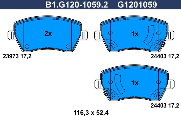 Galfer B1.G120-1059.2 - Əyləc altlığı dəsti, əyləc diski furqanavto.az