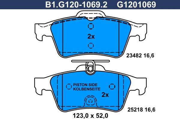 Galfer B1.G120-1069.2 - Əyləc altlığı dəsti, əyləc diski furqanavto.az