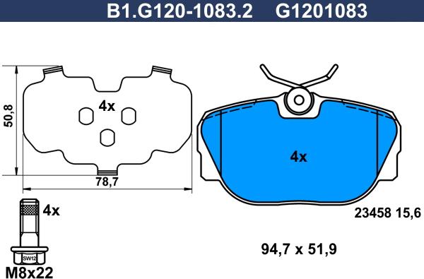 Galfer B1.G120-1083.2 - Əyləc altlığı dəsti, əyləc diski furqanavto.az