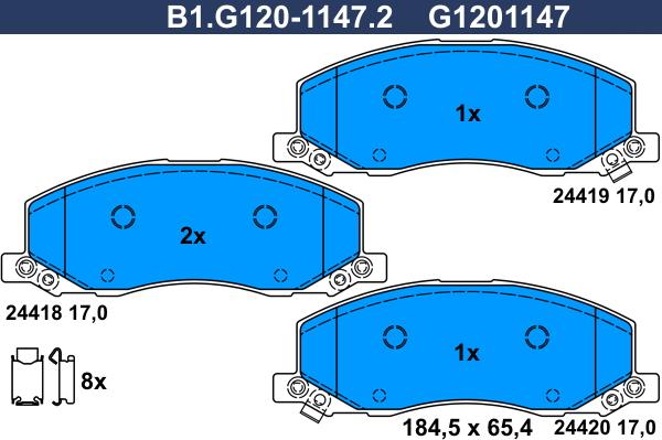 Galfer B1.G120-1147.2 - Əyləc altlığı dəsti, əyləc diski furqanavto.az