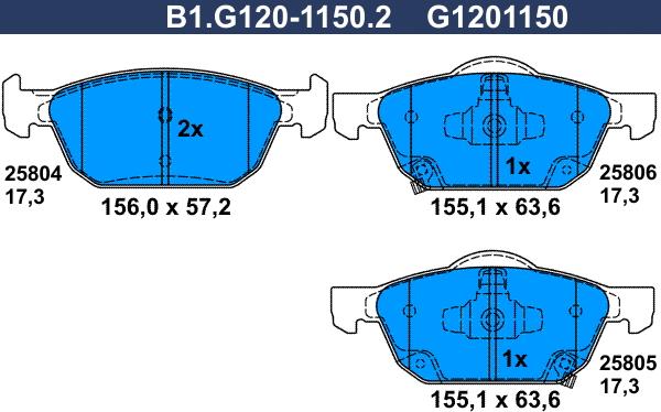 Galfer B1.G120-1150.2 - Əyləc altlığı dəsti, əyləc diski furqanavto.az