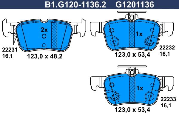 Galfer B1.G120-1136.2 - Əyləc altlığı dəsti, əyləc diski furqanavto.az