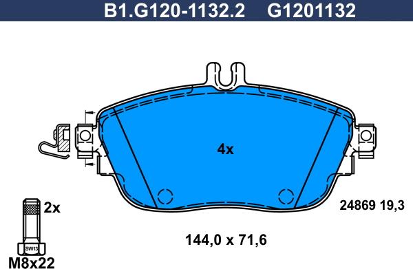 Galfer B1.G120-1132.2 - Əyləc altlığı dəsti, əyləc diski furqanavto.az