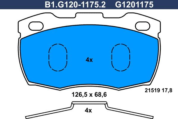 Galfer B1.G120-1175.2 - Əyləc altlığı dəsti, əyləc diski furqanavto.az