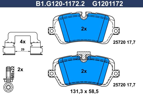 Galfer B1.G120-1172.2 - Əyləc altlığı dəsti, əyləc diski furqanavto.az