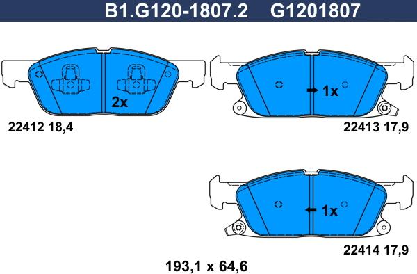 Galfer B1.G120-1807.2 - Əyləc altlığı dəsti, əyləc diski furqanavto.az