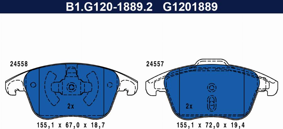 Galfer B1.G120-1889.2 - Əyləc altlığı dəsti, əyləc diski furqanavto.az