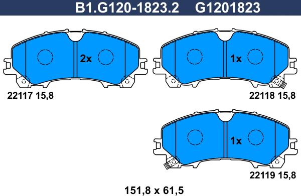 Galfer B1.G120-1823.2 - Əyləc altlığı dəsti, əyləc diski furqanavto.az