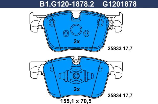 Galfer B1.G120-1878.2 - Əyləc altlığı dəsti, əyləc diski furqanavto.az