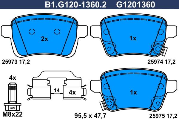 Galfer B1.G120-1360.2 - Əyləc altlığı dəsti, əyləc diski furqanavto.az