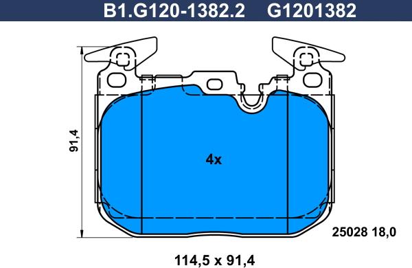 Galfer B1.G120-1382.2 - Əyləc altlığı dəsti, əyləc diski furqanavto.az