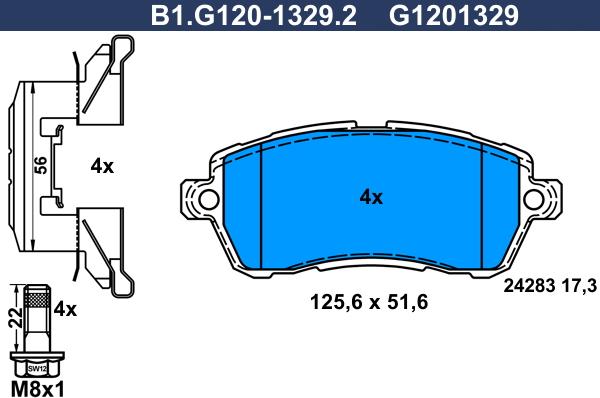 Galfer B1.G120-1329.2 - Əyləc altlığı dəsti, əyləc diski furqanavto.az