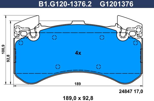 Galfer B1.G120-1376.2 - Əyləc altlığı dəsti, əyləc diski furqanavto.az
