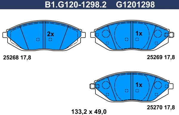 Galfer B1.G120-1298.2 - Əyləc altlığı dəsti, əyləc diski furqanavto.az