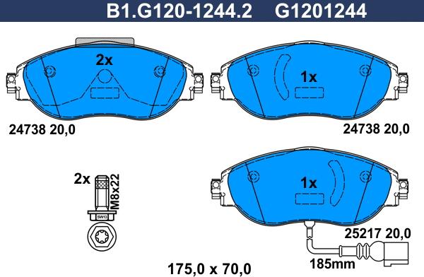 Galfer B1.G120-1244.2 - Əyləc altlığı dəsti, əyləc diski furqanavto.az