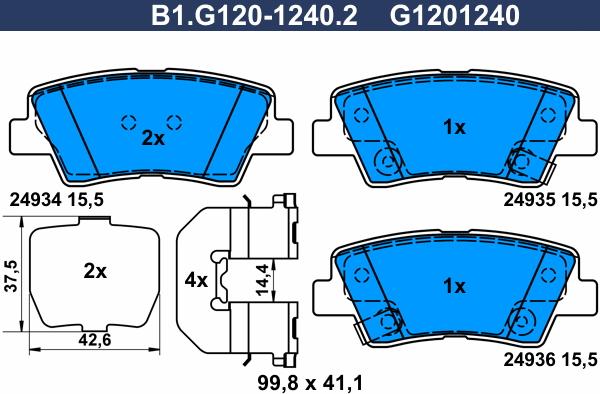 Galfer B1.G120-1240.2 - Əyləc altlığı dəsti, əyləc diski furqanavto.az