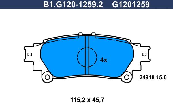 Galfer B1.G120-1259.2 - Əyləc altlığı dəsti, əyləc diski furqanavto.az