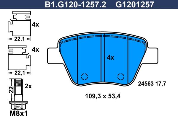 Galfer B1.G120-1257.2 - Əyləc altlığı dəsti, əyləc diski furqanavto.az