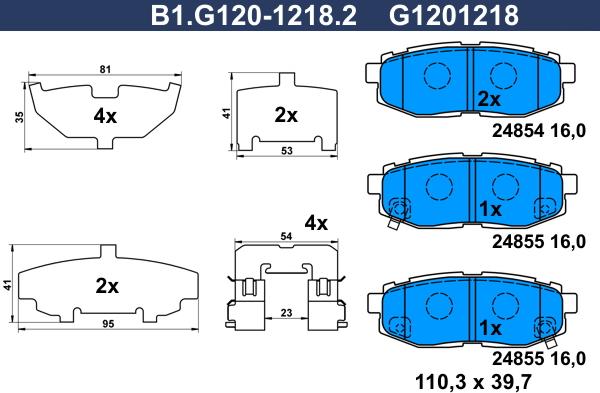 Galfer B1.G120-1218.2 - Əyləc altlığı dəsti, əyləc diski furqanavto.az