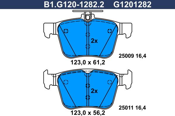 Galfer B1.G120-1282.2 - Əyləc altlığı dəsti, əyləc diski furqanavto.az