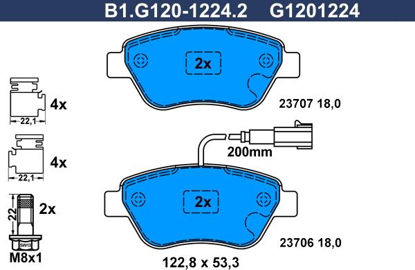 Galfer B1.G120-1224.2 - Əyləc altlığı dəsti, əyləc diski furqanavto.az