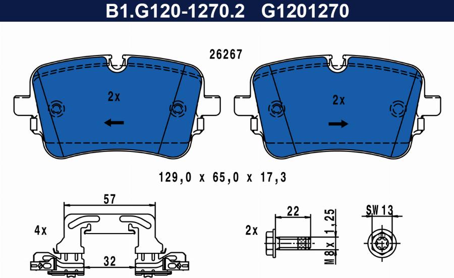 Galfer B1.G120-1270.2 - Əyləc altlığı dəsti, əyləc diski furqanavto.az