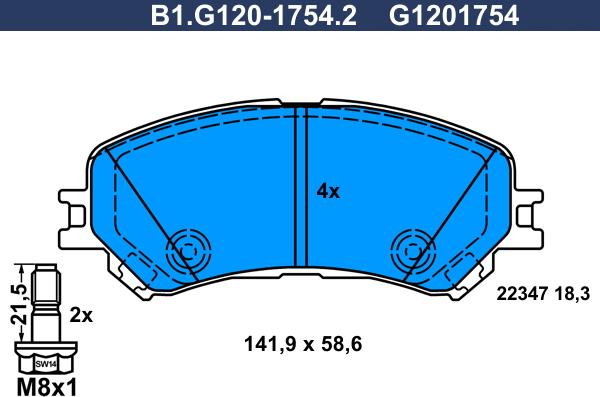 Galfer B1.G120-1754.2 - Əyləc altlığı dəsti, əyləc diski furqanavto.az