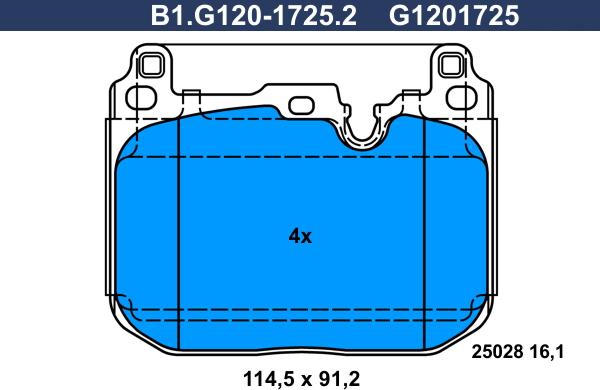 Galfer B1.G120-1725.2 - Əyləc altlığı dəsti, əyləc diski furqanavto.az