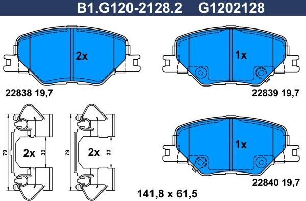 Galfer B1.G120-2128.2 - Əyləc altlığı dəsti, əyləc diski furqanavto.az