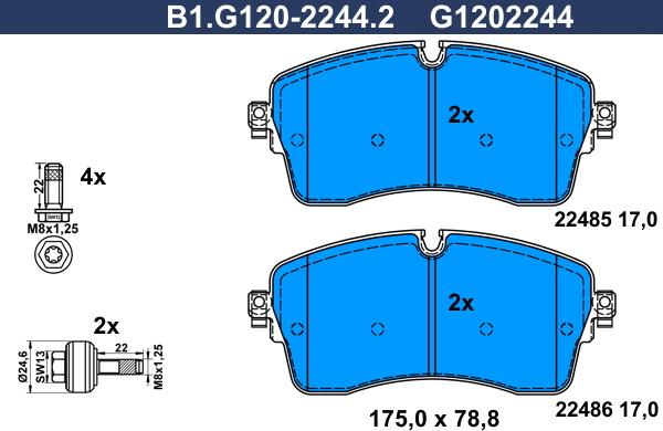 Galfer B1.G120-2244.2 - Əyləc altlığı dəsti, əyləc diski furqanavto.az