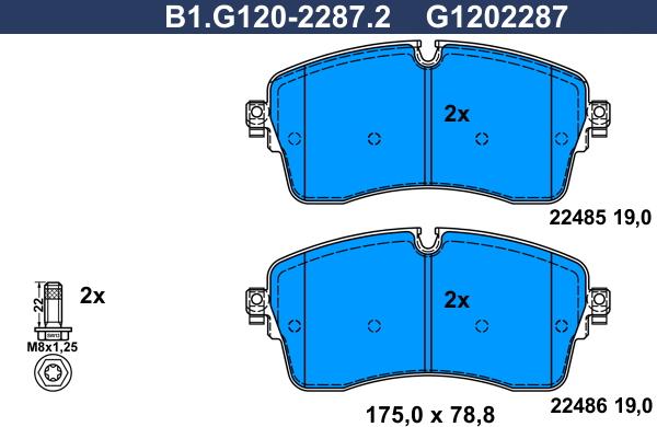 Galfer B1.G120-2287.2 - Əyləc altlığı dəsti, əyləc diski furqanavto.az