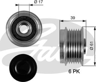 Gates OAP7042 - Kasnak, alternator, sərbəst dönərli mufta furqanavto.az