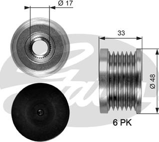 Gates OAP7054 - Kasnak, alternator, sərbəst dönərli mufta furqanavto.az