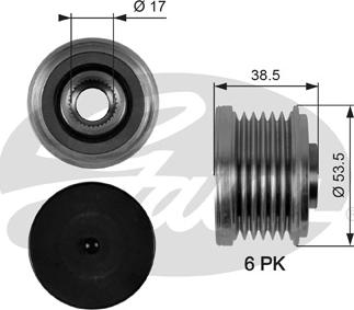 Gates OAP7055 - Kasnak, alternator, sərbəst dönərli mufta furqanavto.az