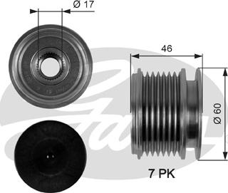 Gates OAP7056 - Kasnak, alternator, sərbəst dönərli mufta furqanavto.az