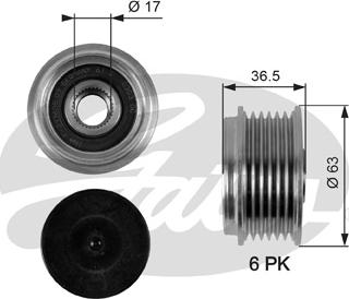 Gates OAP7051 - Kasnak, alternator, sərbəst dönərli mufta furqanavto.az