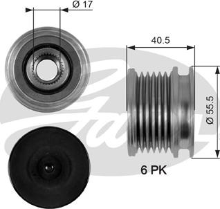 Gates OAP7060 - Kasnak, alternator, sərbəst dönərli mufta furqanavto.az