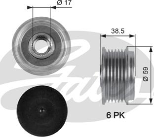 Gates OAP7063 - Kasnak, alternator, sərbəst dönərli mufta furqanavto.az