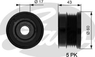 Gates OAP7062 - Kasnak, alternator, sərbəst dönərli mufta furqanavto.az