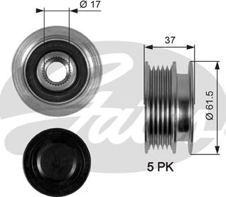 Gates OAP7067 - Kasnak, alternator, sərbəst dönərli mufta furqanavto.az