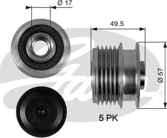 Gates OAP7089 - Kasnak, alternator, sərbəst dönərli mufta furqanavto.az