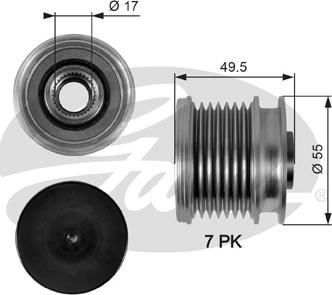 Gates OAP7086 - Kasnak, alternator, sərbəst dönərli mufta furqanavto.az