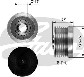 Gates OAP7034 - Kasnak, alternator, sərbəst dönərli mufta furqanavto.az