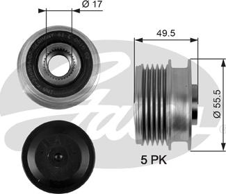 Gates OAP7079 - Kasnak, alternator, sərbəst dönərli mufta furqanavto.az